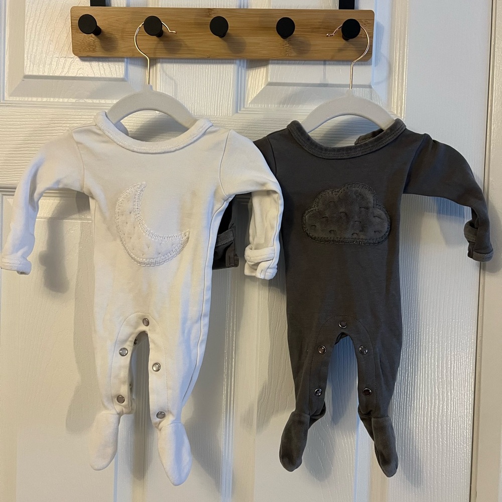 L'ovedbaby Moon and Cloud Footies - White and Gray